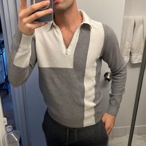 REISS LONG SLEEVE KNIT POLO